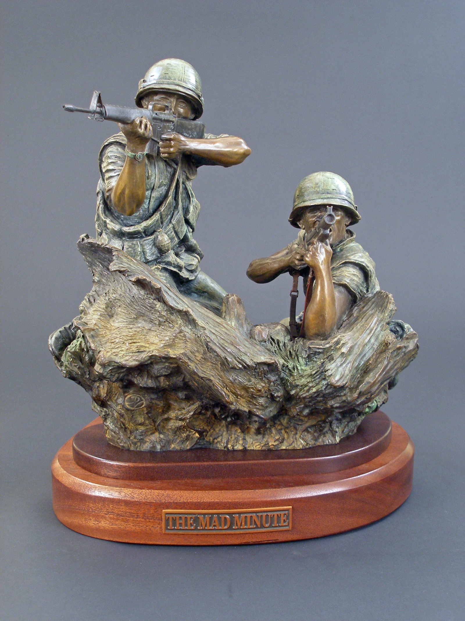 Marine with M40A1 bronze sculpture