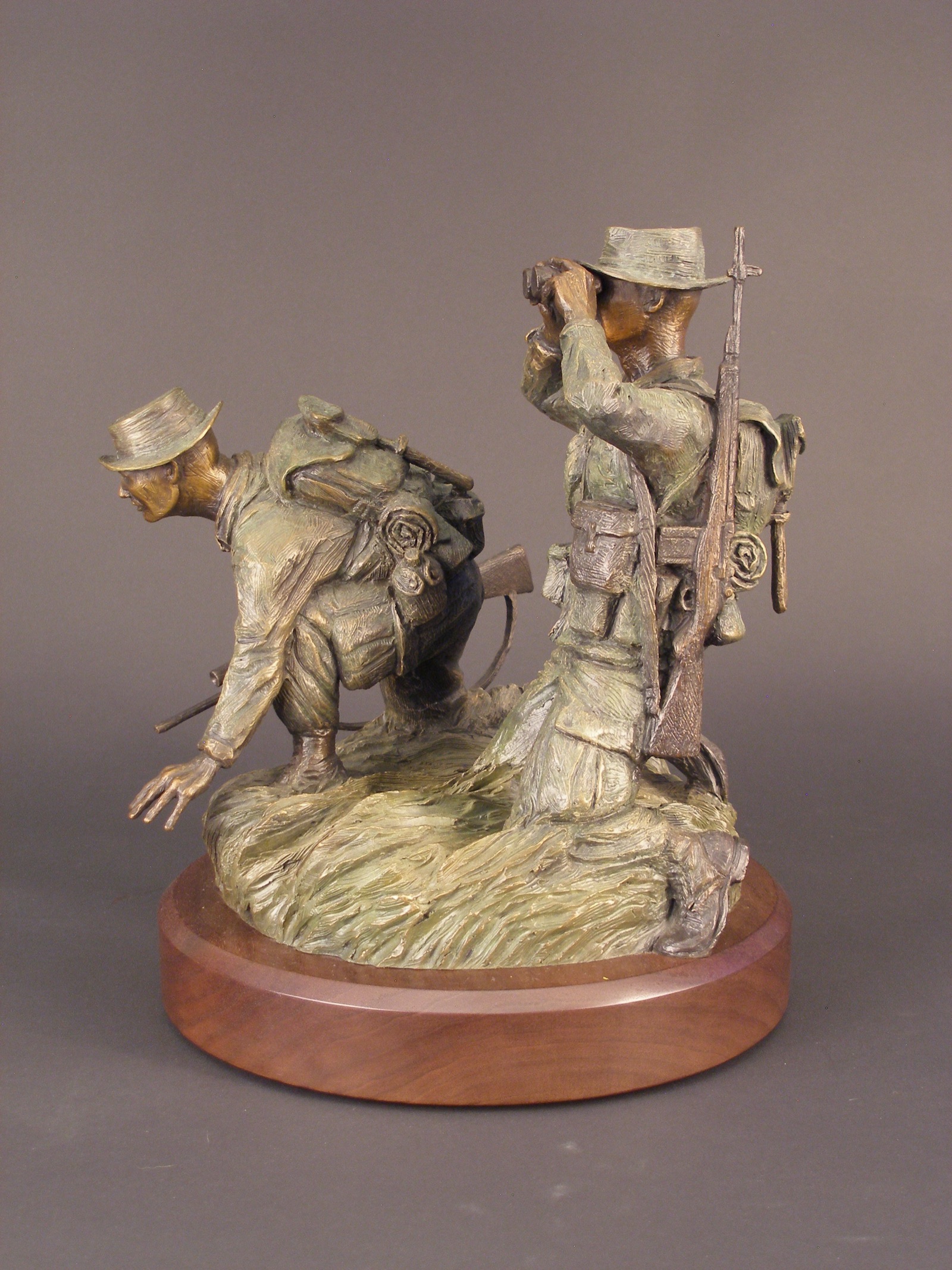 Scout Sniper - angle 3, bronze sculpture by David Paul Venell