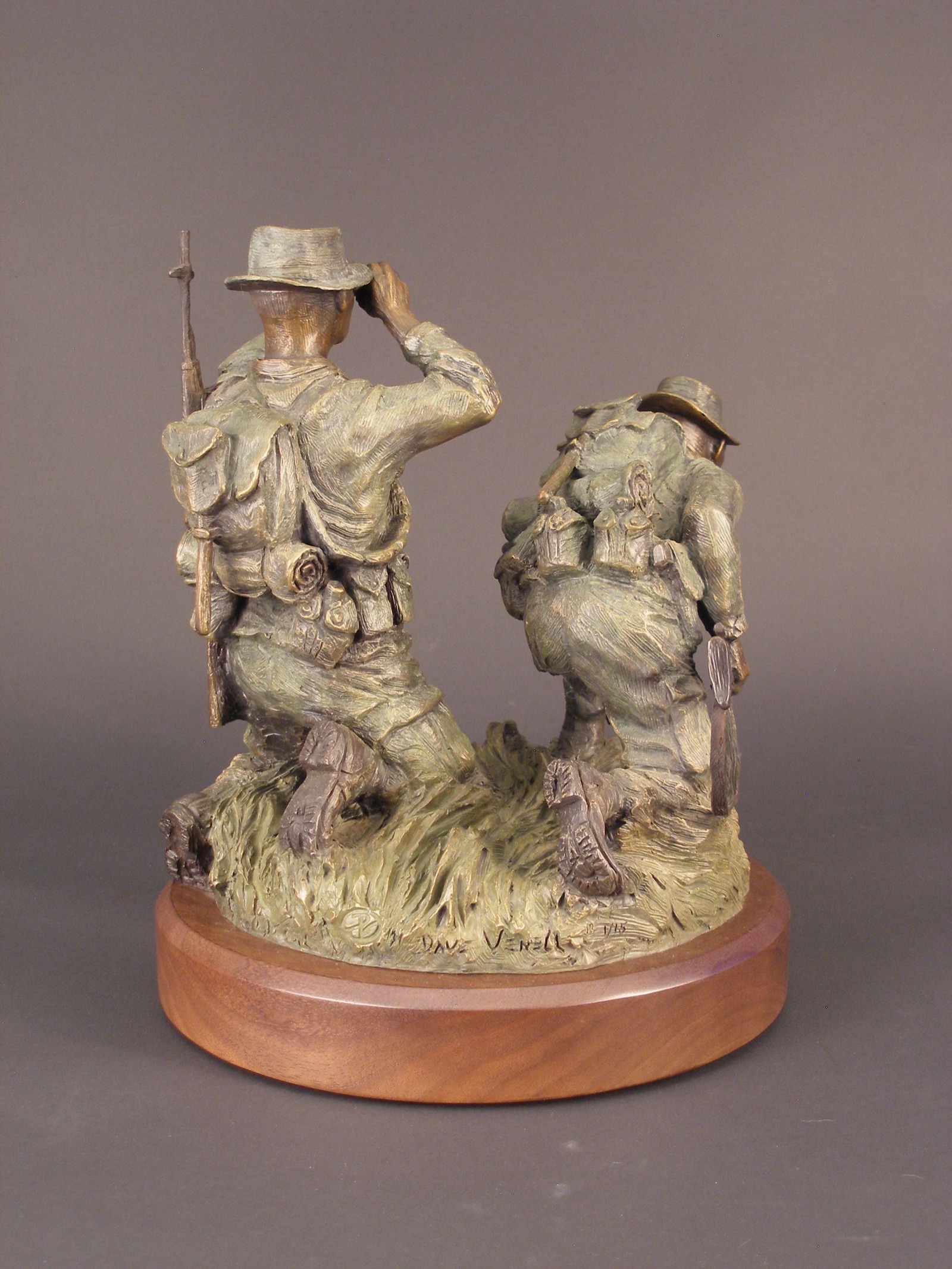 Scout Sniper - angle 4, bronze sculpture by David Paul Venell