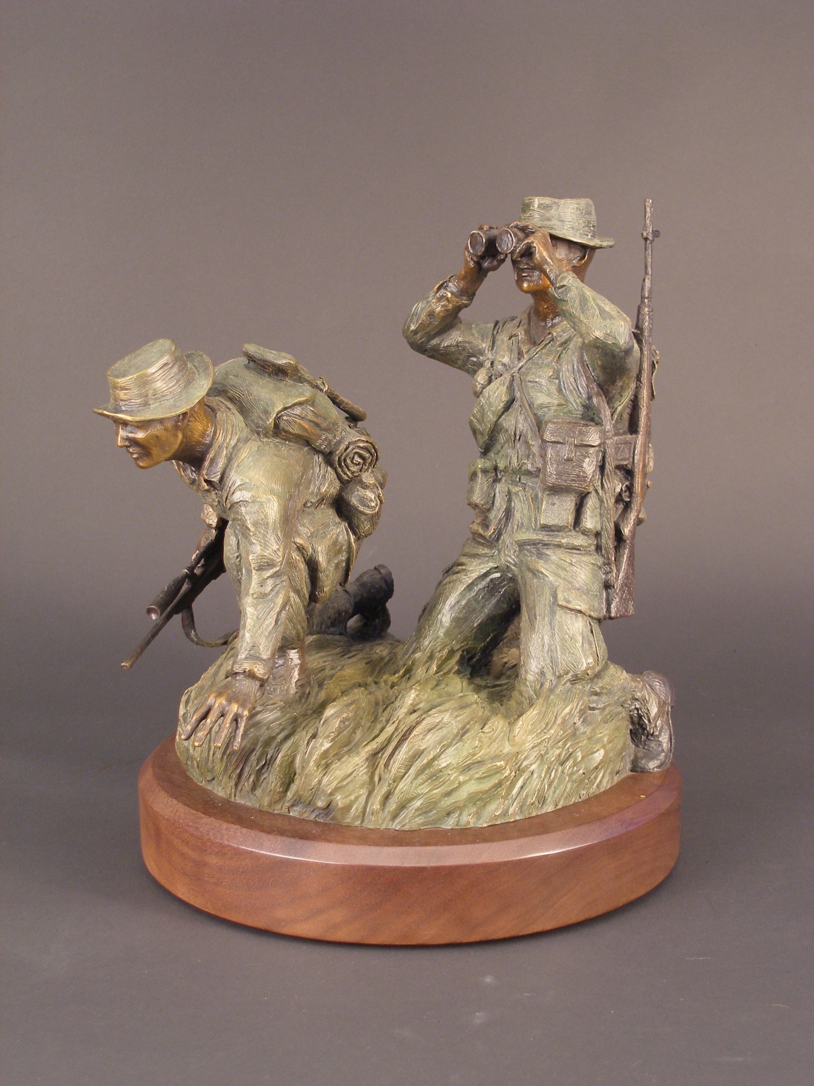 Scout Sniper - angle 5, bronze sculpture by David Paul Venell