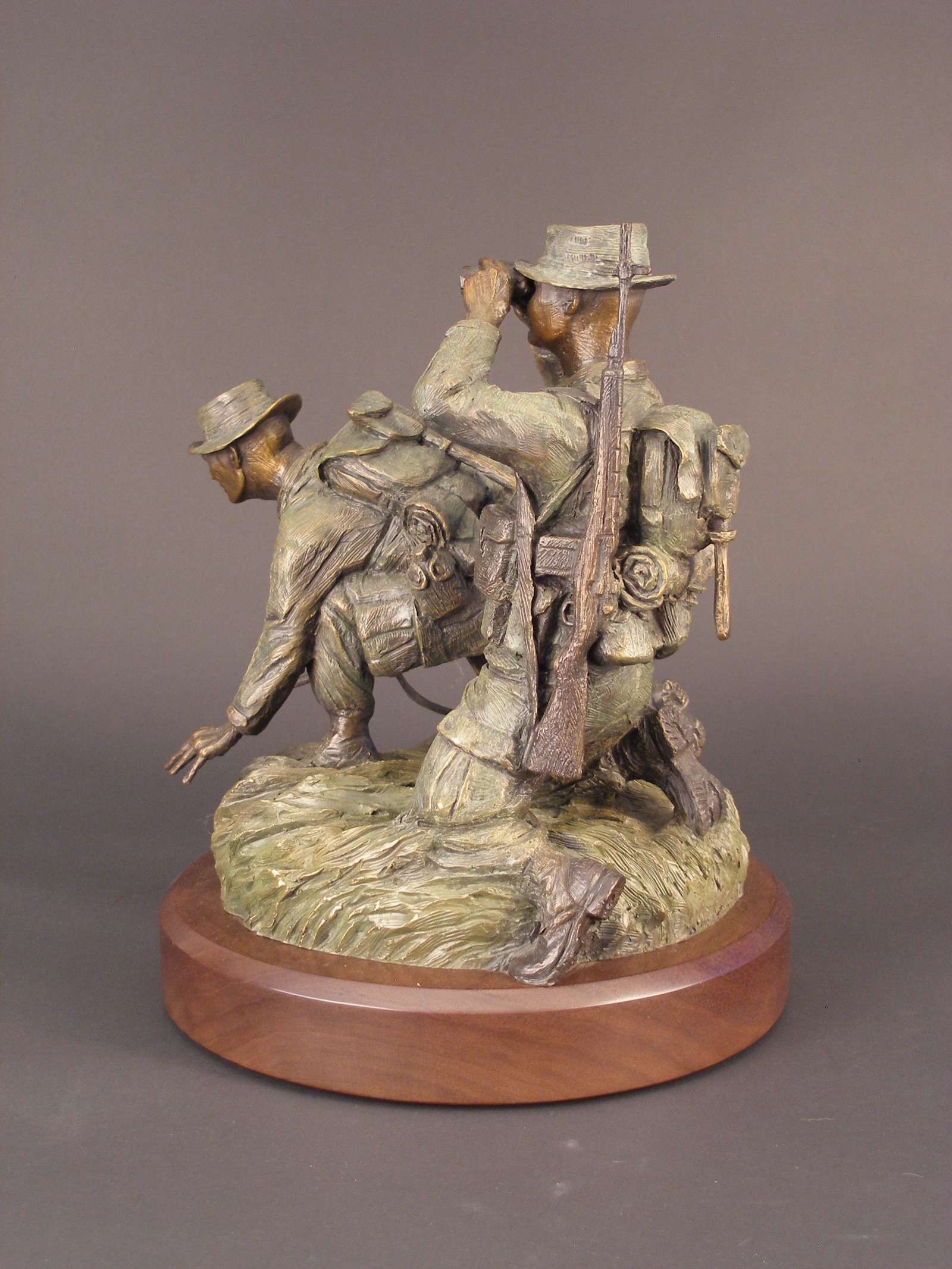 Scout Sniper - angle 6, bronze sculpture by David Paul Venell