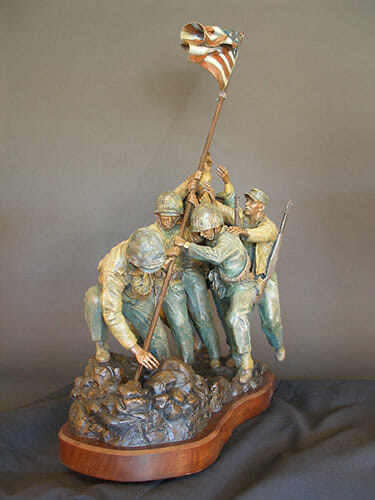 Suribachi's Summit - Marines raising the flag on Mount Suribachi, bronze sculpture