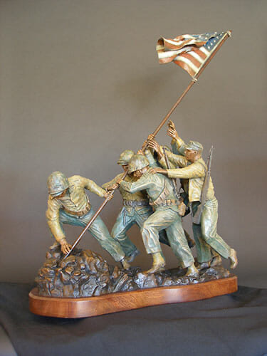 Suribachi's Summit - angle 1, bronze sculpture by David Paul Venell